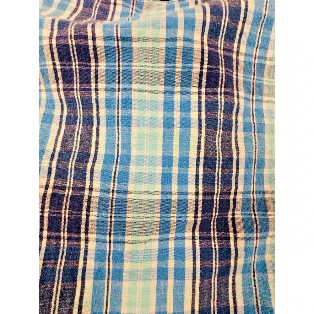 Izod Chino Shorts Men Size 34 x 10 Blue Plaid Cotton Logo Pockets Golf